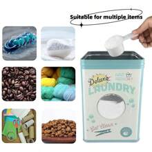 1 Pieza Caja De Almacenamiento Sellada De Hierro De Gran Capacidad Para Detergente De Lavandería Con Tapa Y Asa - Cartas de lavandería - Ver 7