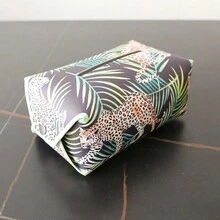 1個手繪熱帶雨林動物印花皮紙巾盒,防水防污適用於家庭、汽車、浴室、廚房、客廳