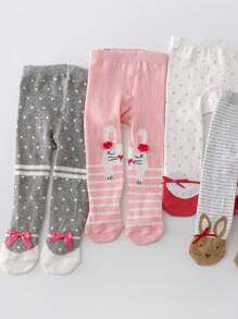 4pcs Newborn Baby Girl Practical Versatile Tights, Suitable For Spring & Autumn