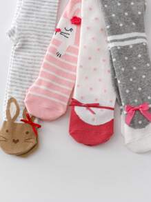 4pcs Newborn Baby Girl Practical Versatile Tights, Suitable For Spring & Autumn
