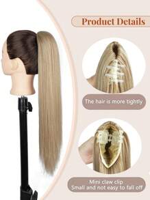 nimoki Ponytail Extension Claw 24" Long Straight Clip In Natural Looking Synthetic Hair Extension Ponytail Hairpiece For Women