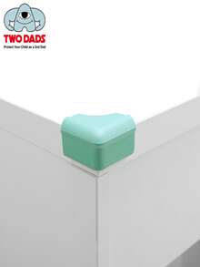 TWO DADS 4 件組柔軟嬰兒安全桿和護角 - 預貼膠帶桌角防護裝置,兒童防護家具邊緣和角落安全,eva 材質緩衝墊保護家庭,綠色