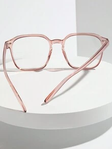 1 pieza Montura de gafas para mujer sin lentes, diseño cuadrado de marco grande, diseño de moda personalizado apto para uso diario - Mostaza Amarilla - Ver 4