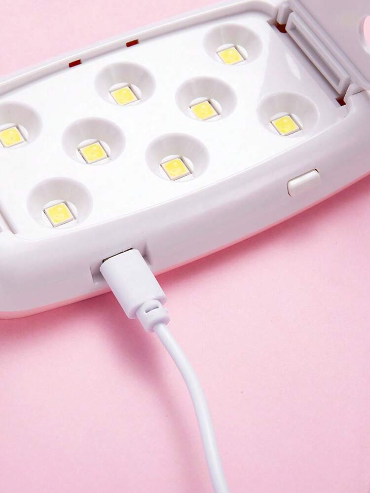 El Secador Plegable Del Esmalte De Uñas Del Gel Llevó La Lámpara Ultravioleta Accionada Por El Cable De Datos - Rosa - Añade 3