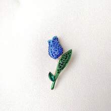 節日禮物鬱金香胸針,高端女性鑽石填充精美飾品,鍍金胸針,設計胸花配件,藍色