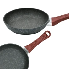 24 CM NON-STICK ALUMINUM FRYING PAN WITH RIVETED LONG HANDLE AND SPLASHED DESIGN TRANSCEND YOUR KITCHEN! - Black - View 1