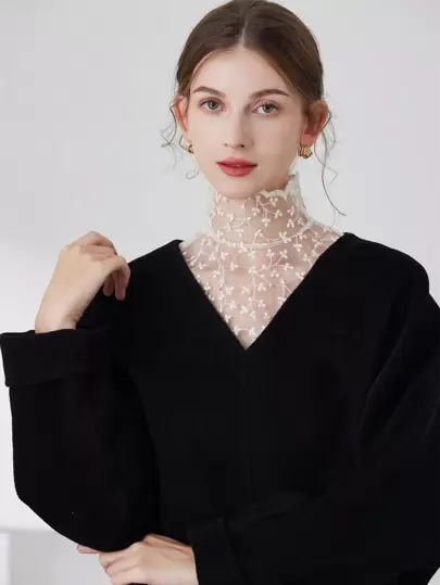 1pc Women's Hollow Out Camellia Decoration Detachable Collar For Daily Wear Elegant Accessories Women Valentine's Day