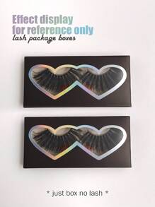 20 Pcs empty eyelash boxes, black heart-shaped black eyelash packaging box - Black - View 4