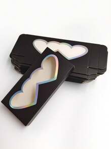 20 Pcs empty eyelash boxes, black heart-shaped black eyelash packaging box - Black - View 2
