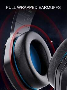 Colusi 立体声游戏耳机兼容 PC 控制器，带麦克风的降噪耳罩式耳机，LED 灯，低音环绕，适用于笔记本电脑的柔软记忆耳罩 - 黑色 - 查看 6