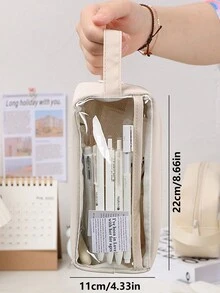 1入深林綠色窗口開啟鉛筆盒,簡約大容量單層透明文具袋 - 薄荷綠 - 查看 4