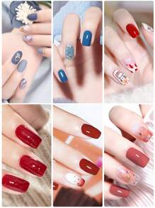 MISS CHEERING 6 Piece Nail Lacquer Set - Premium Manicure Tools, Vibrant Nail Polishes, Professional Gel Manicure, Home Gel Manicure Set, Complete Manicure Set, Includes Phototherapy Gel, Nail Polish Long Lasting Nail Glue - 霧霾藍 - 查看 6