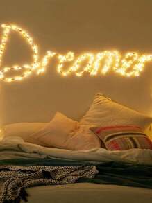 1 包 9.8 英尺 30 个 LED 窗帘灯，电池供电的户外童话窗帘灯，萤火虫星月灯，窗户壁挂窗帘灯串，适用于卧室背景婚礼派对室内圣诞装饰（暖白色），户外花园照明，适用于小径、庭院、露台 - 金色 - 查看 10