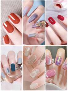 MISS CHEERING 6 Piece Nail Lacquer Set - Premium Manicure Tools, Vibrant Nail Polishes, Professional Gel Manicure, Home Gel Manicure Set, Complete Manicure Set, Includes Phototherapy Gel, Nail Polish Long Lasting Nail Glue - 紅色 - 查看 6