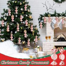 6 Pieces Christmas Candy Ornaments Hanging Glitter Candy Cane Ornaments Christmas Tree Candy Peppermint Ornaments With Golden Ropes For Xmas Party Home Decorations,Christmas