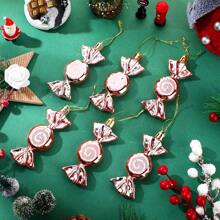6 Pieces Christmas Candy Ornaments Hanging Glitter Candy Cane Ornaments Christmas Tree Candy Peppermint Ornaments With Golden Ropes For Xmas Party Home Decorations,Christmas