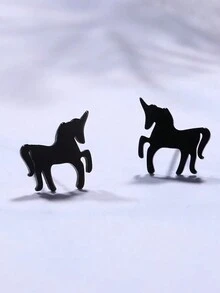 1 對女可愛不鏽鋼獨角獸、無尾熊、鹿、松鼠、狗形耳環、浪漫聖誕禮物、創意動物設計、冬季幸運珠寶