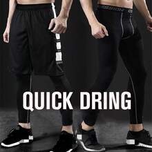Lycra leggins Deportiva Apretado Pantalón Hombre Secado Rápido Negro - Negro - Ver 7