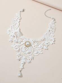 歐美跨境白色蕾絲頸鍊,適合日常佩戴 - 白色 - 查看 2