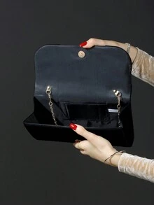 1個純色毛絨磁扣封閉蝴蝶結設計的肩袋,適合女性的生日、日常購物、派對、宴會,四季皆宜