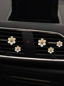 5pcs/Set Cute Daisy Car Air Vent Aromatherapy Clip, Car Air Conditioner Decorative Clip, Flower Car Interior Ornament, Car Aromatherapy Decoration - Beige - View 2