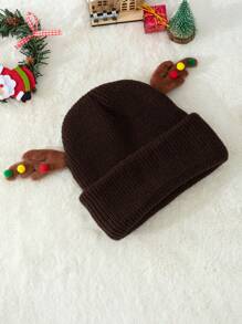 1頂聖誕鹿角針織帽,保暖舒適,適用於冬季節日,聖誕禮物