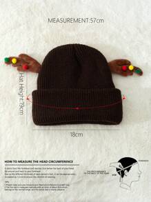 1頂聖誕鹿角針織帽,保暖舒適,適用於冬季節日,聖誕禮物