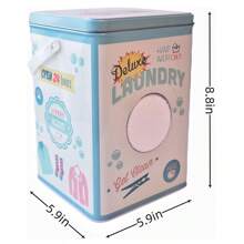 1 Pieza Caja De Almacenamiento Sellada De Hierro De Gran Capacidad Para Detergente De Lavandería Con Tapa Y Asa - Cartas de lavandería - Ver 5