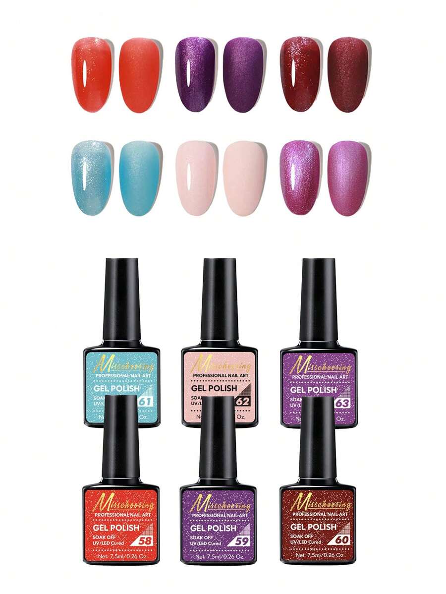 MISS CHEERING 6 Piece Nail Lacquer Set - Premium Manicure Tools, Vibrant Nail Polishes, Professional Gel Manicure, Home Gel Manicure Set, Complete Manicure Set, Includes Phototherapy Gel, Nail Polish Long Lasting Nail Glue - 紅色 - 查看 1