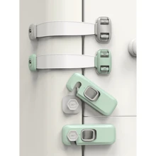1 chiếc khóa nút kép đa năng bằng chất liệu ABS dùng trong gia đình, thích hợp cho tủ lạnh, ngăn kéo, tủ và tủ chén - màu xanh lá - Xem 3