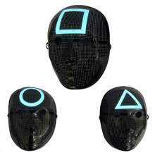 Kit 3 Máscaras Juego de Calamar con luz Led Figuras Cuadro Círculo Triángulo - Blanco y Negro - Ver 1