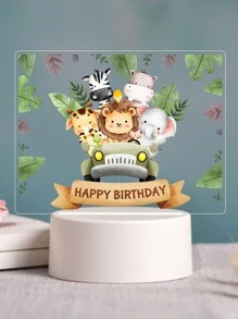 1件亚克力森林动物造型发光灯板，生日装饰灯光道具，生日派对背景装饰