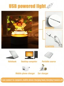 1件亚克力森林动物造型发光灯板，生日装饰灯光道具，生日派对背景装饰