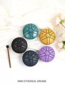 1pc 3 Inches 6 Notes Golden Steel Tongue Drum Kit, Beginner Percussion Instrument With Easy-to-learn Functions, Portable - Gold - View 2