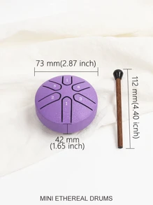 1 件 3 英寸 6 音黑钢舌鼓，初学者迷你打击乐器，便携式音响乐器 - 黑色 - 查看 9