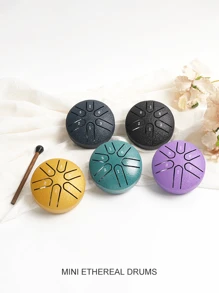 1 件 3 英寸 6 音黑钢舌鼓，初学者迷你打击乐器，便携式音响乐器 - 黑色 - 查看 3