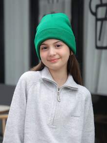 1頂新女孩純色針織帽秋冬季節保暖防風甜美可愛百搭針織帽