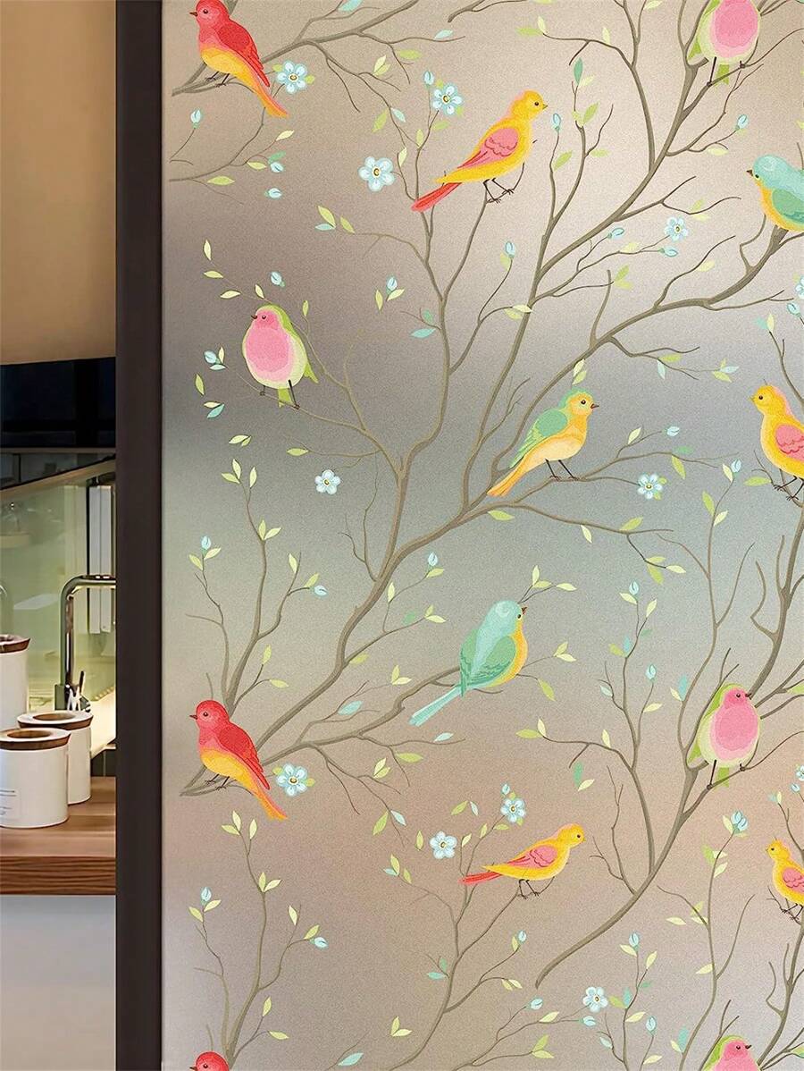 1roll Window Privacy Film Stained Glass Window Film Non-Adhesive Static Cling Glass Film Decorative Frosted Glass Window Film Window Heat Blocker Heat Control For Home - Multicolor - View 1