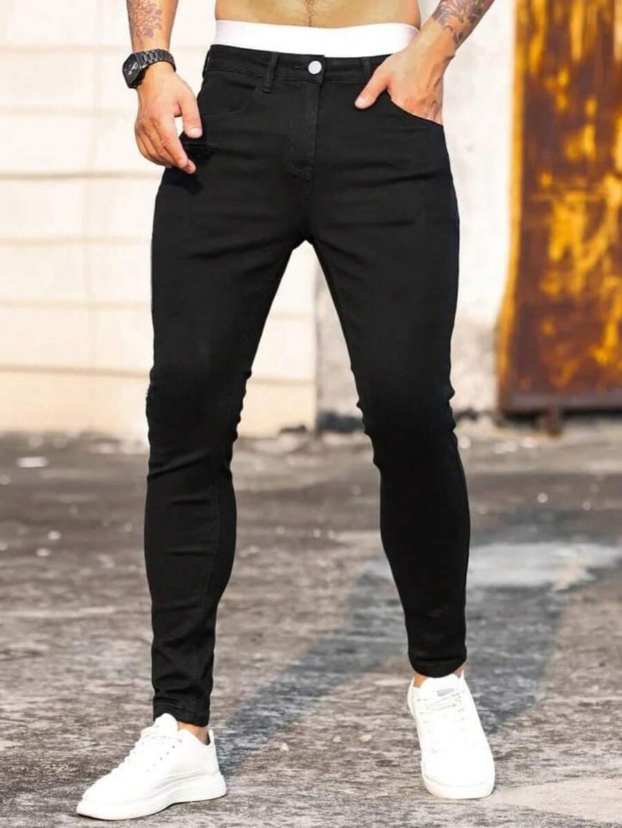 Men Jeans - 黑色 - 查看 1