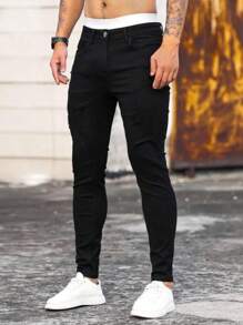 Men Jeans - 黑色 - 查看 3