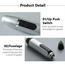 1個電動鼻毛修剪器,專業無痛男女鼻耳毛修剪器,防水不銹鋼刀頭,雙邊剃刀,安靜高效,電池操作,易於清潔