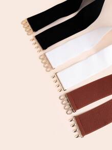 1pc/3pcs Metal Buckle Wide Elastic Waist Belt, Suit For Women Dress Halloween Summer, School Fall, Autumn, Halloween - Multicolor - View 3