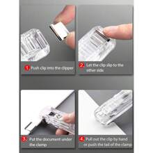 Mini Traceless Reusable Hand Clamp Push Stapler Paper Book File Office School Student Binder Binding Tools Supplies Accessories - Silver - View 2