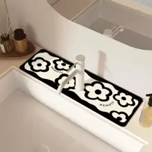 5pcs/1pc Nordic Style Bathroom Sink Faucet Water Absorption Mat, Desktop Heat Insulation Pad, Anti-Dirty Non-Slip Kitchen Drain Mat