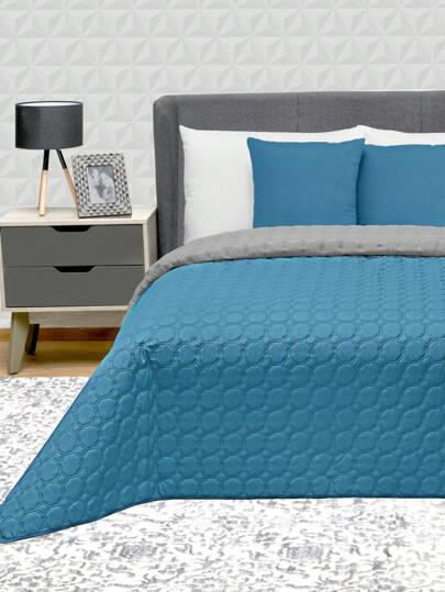 Edredón Ligero Matrimonial Azul Dos Vistas Catania
