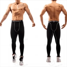 Lycra leggins Deportiva Apretado Pantalón Hombre Secado Rápido Negro - Negro - Ver 8