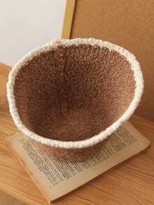 1pc Women's Color Block Plush Bucket Hat, Suitable For Daily Wear In Autumn And Winter - Khaki - View 6