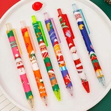 6入組可愛聖誕節中性筆卡通考試筆文具