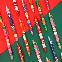 6入組可愛聖誕節中性筆卡通考試筆文具