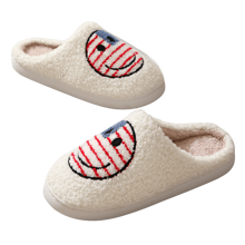 新款溫馨舒適卡通旗幟設計防滑情侶室內毛絨拖鞋加厚男女秋冬適用